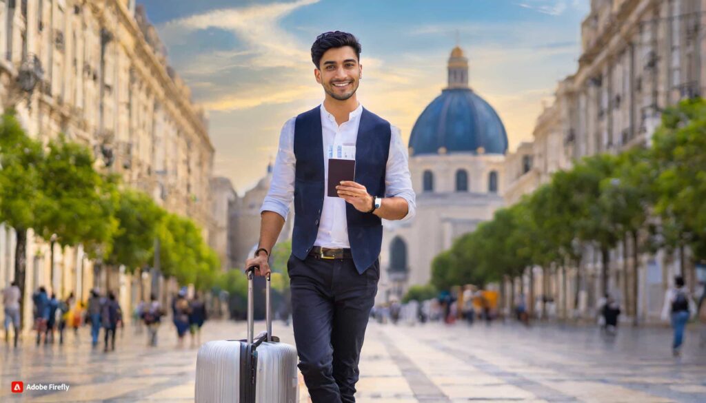 عماله مغربية و عماله من المغرب يحملون جواز السفر في المدينة أثناء استعدادهم للسفر للعمل